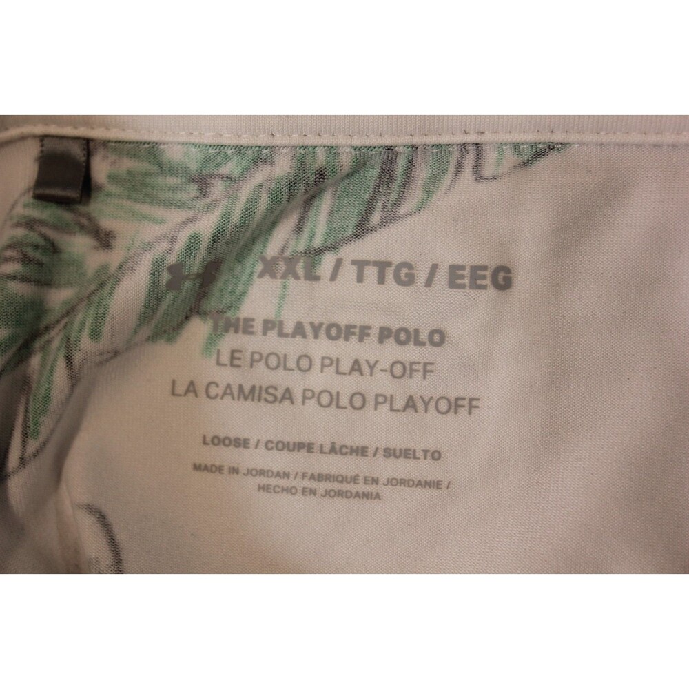 Under Armor The Playoff Polo Shirt Mens 2XL White Floral Golf Stretch Poly Blend - Picture 8 of 9